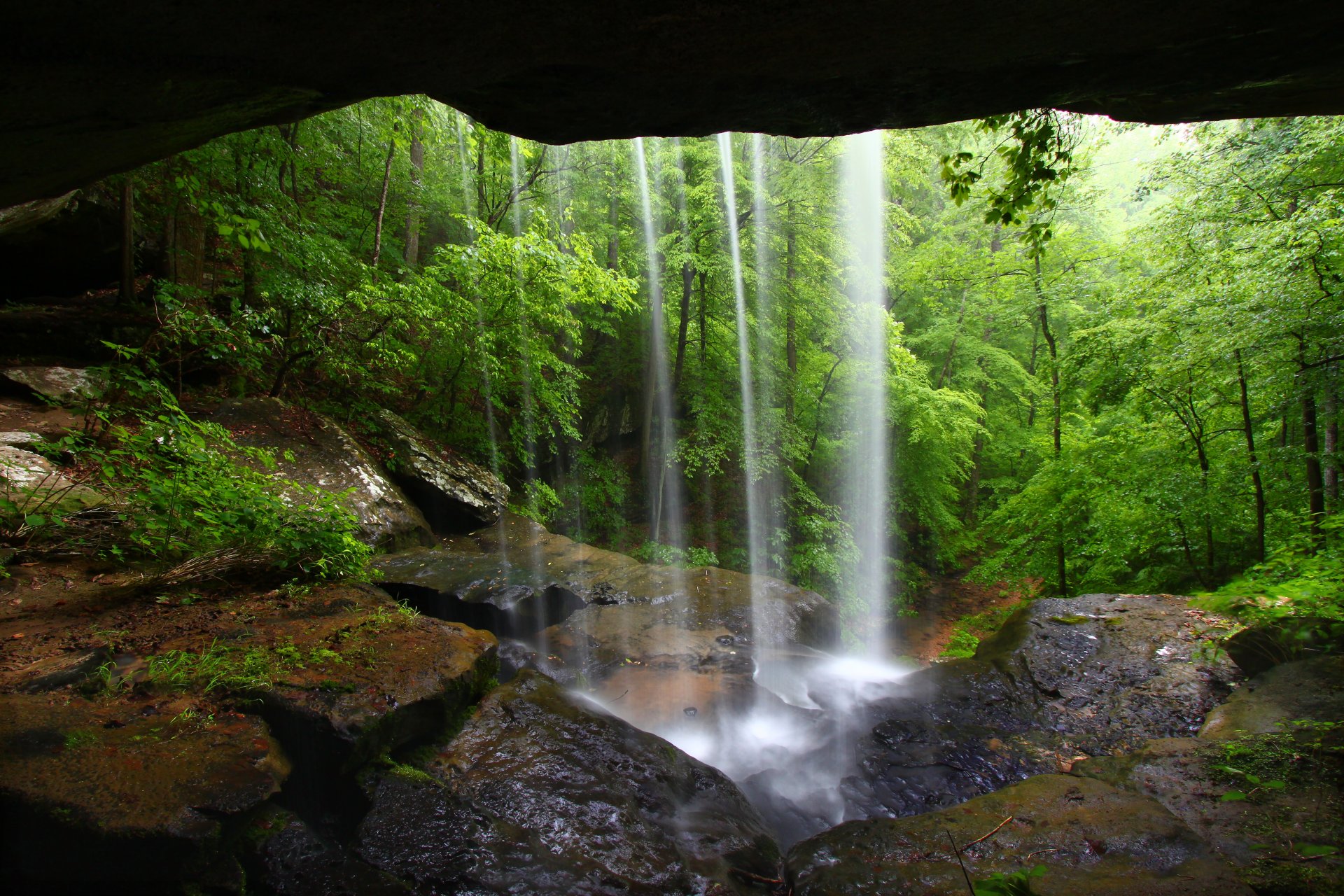 waterfall cave nature