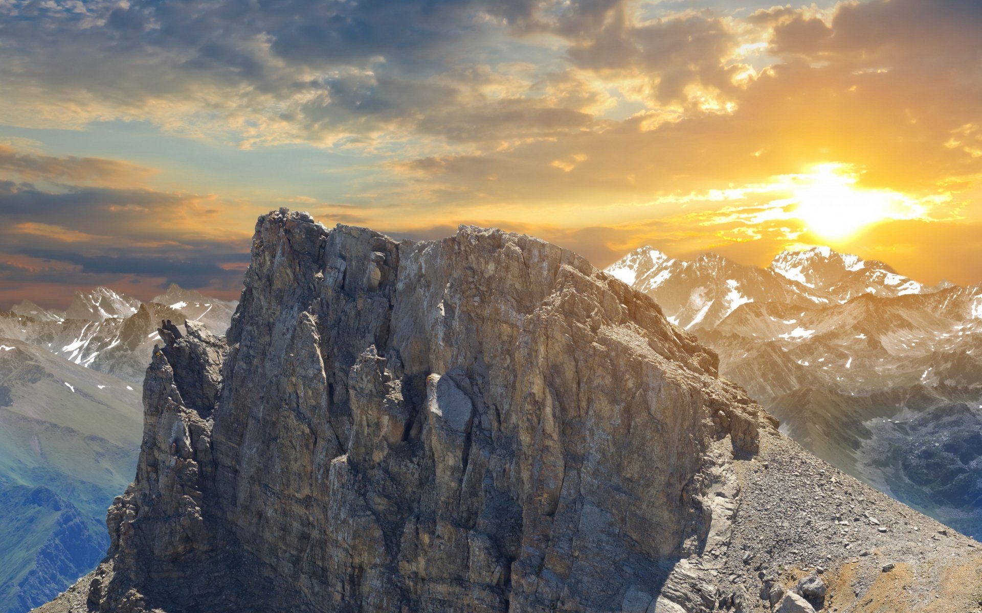 montagne neve cielo nuvole sole