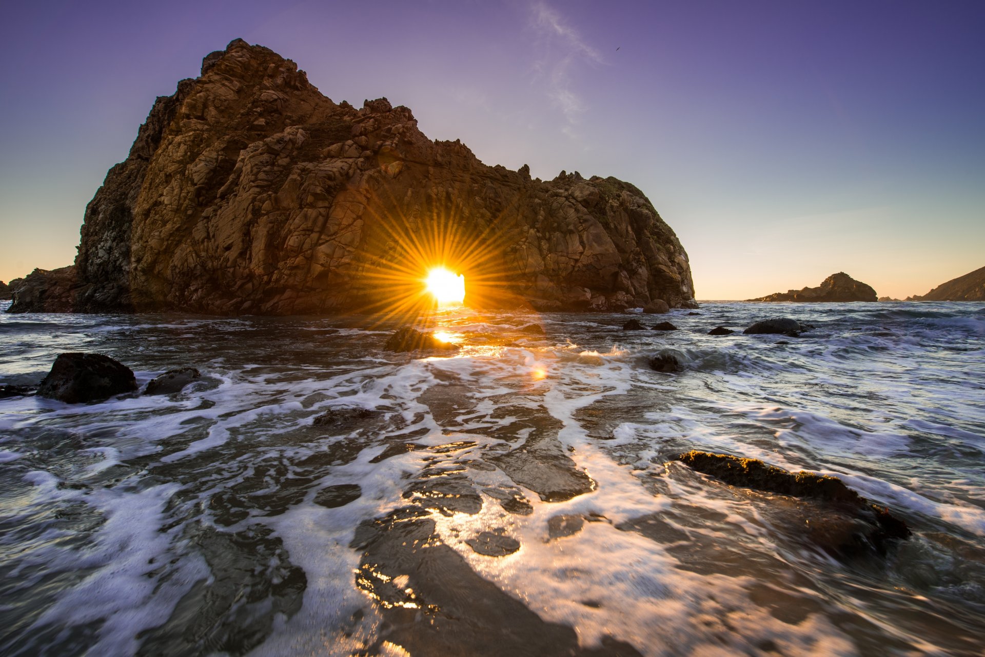 california ocean rock sunset