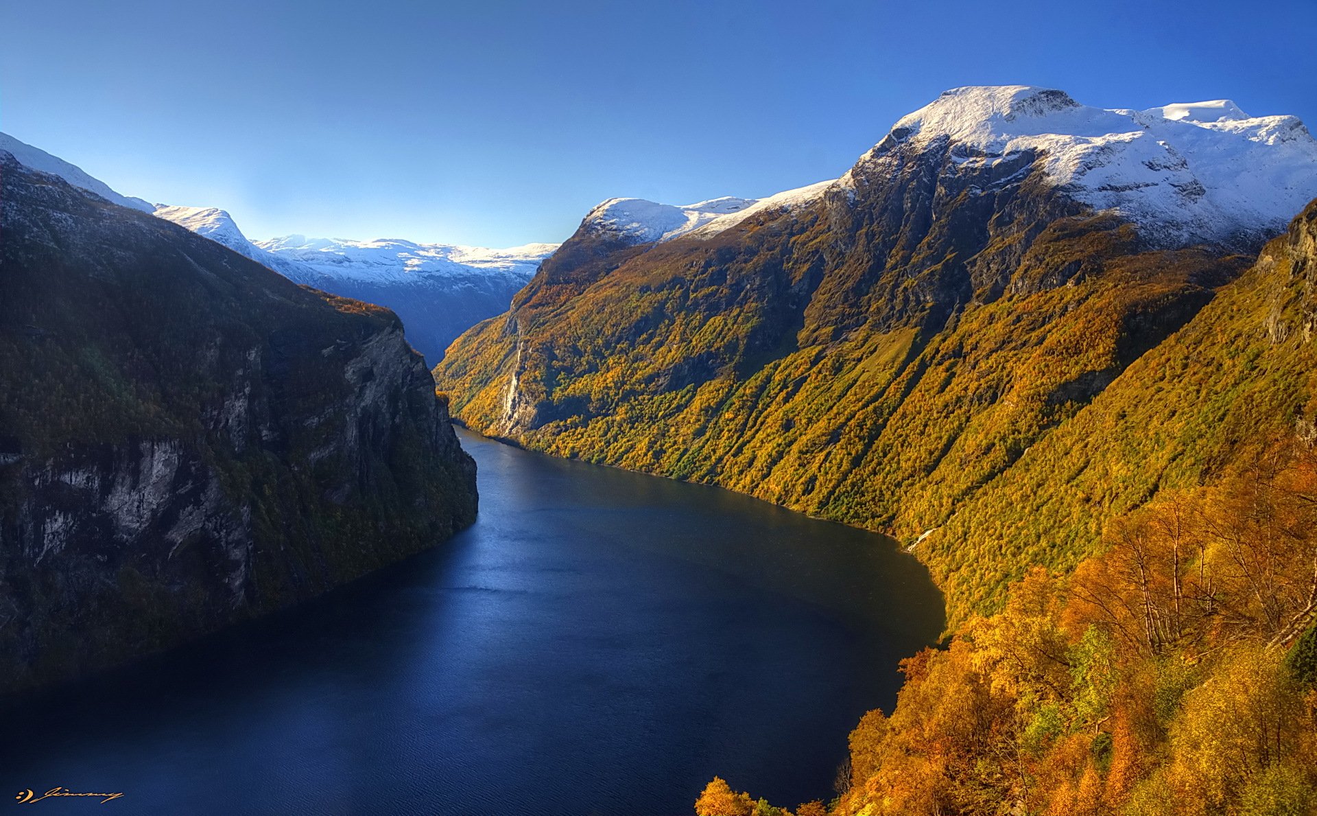 pente rivière ciel neige montagnes automne