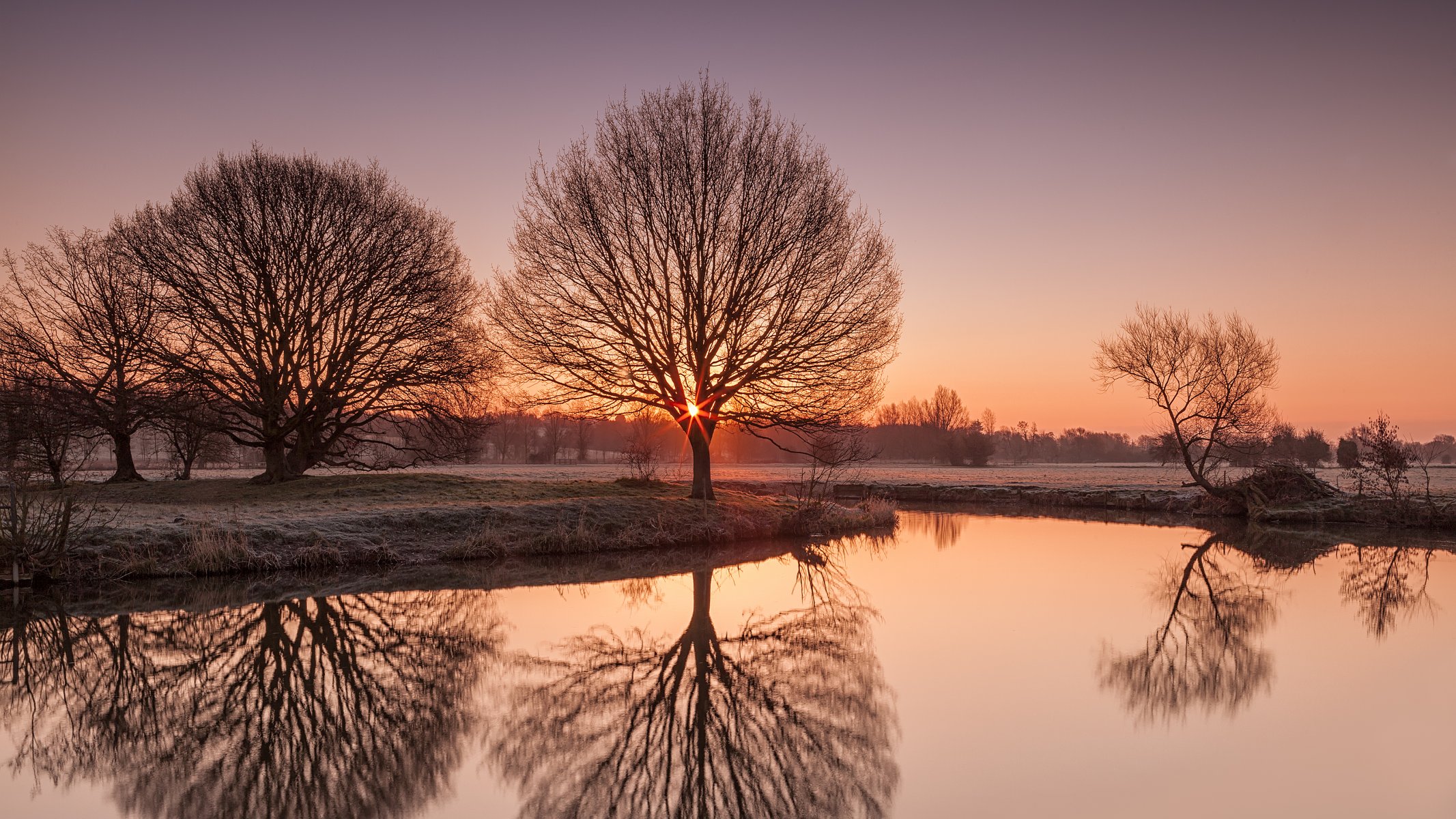 fiume stor regno unito natura mattina lago brina alberi