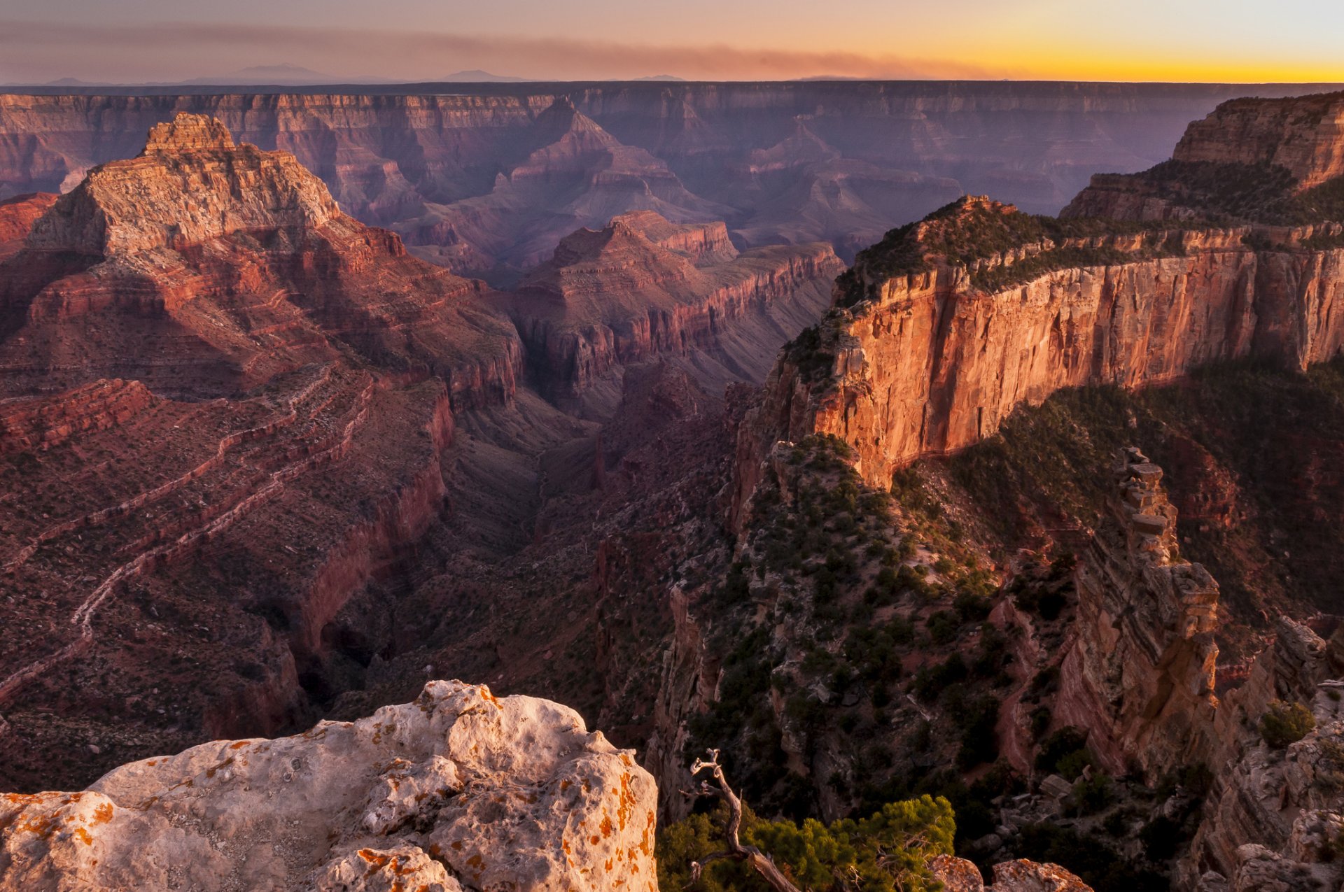 canyon rock top view sunset