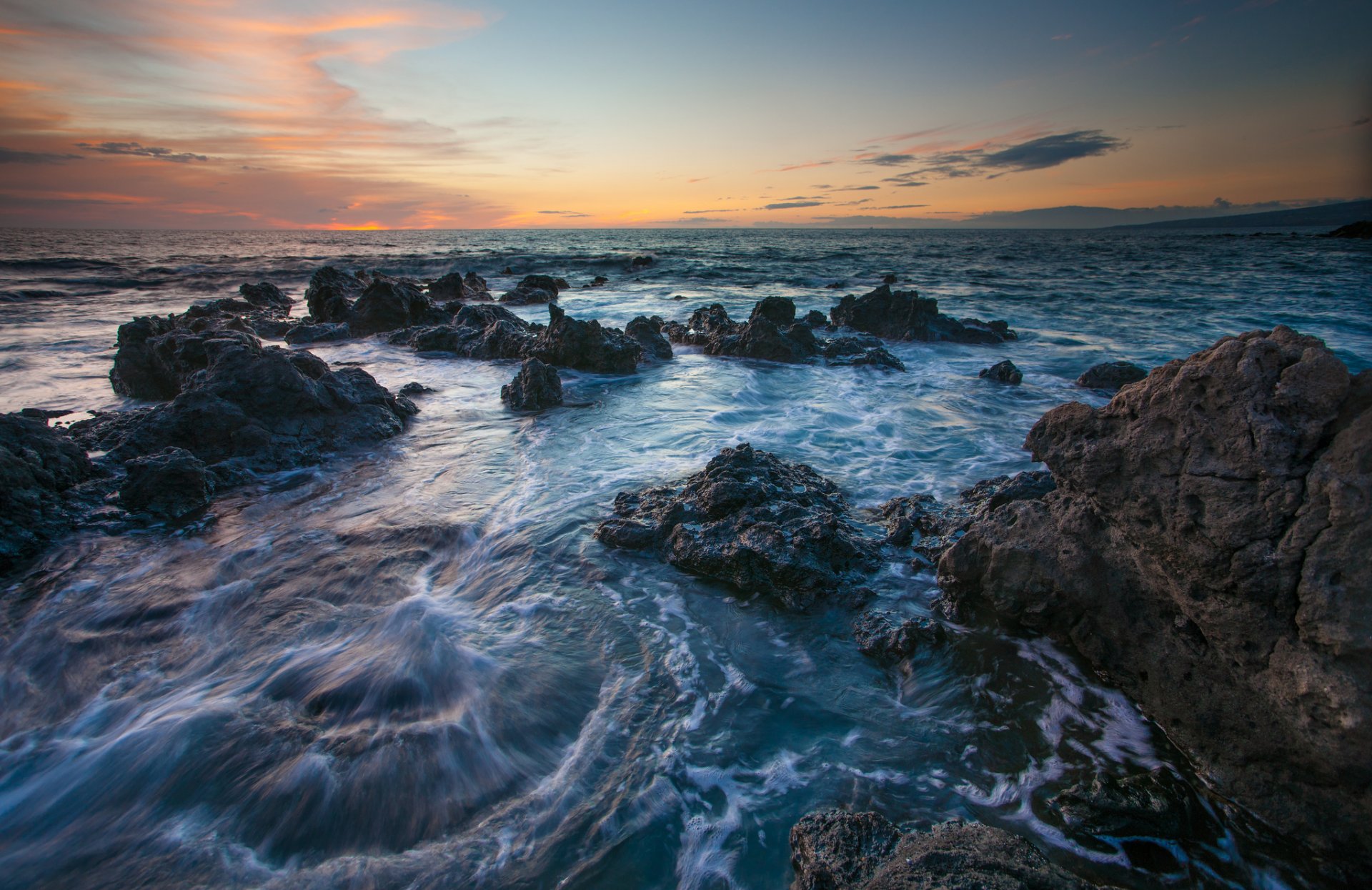 hawaii mer pierres coucher de soleil © benjamin torode