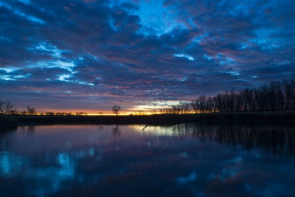 The river surface at dawn