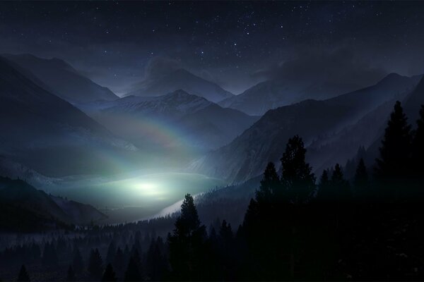 Magical night nature. Stars