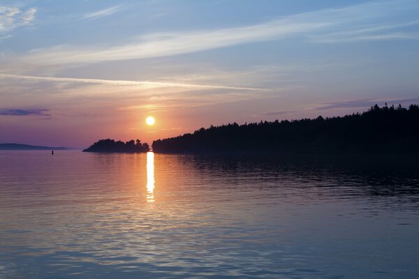 Coucher de soleil sur la mer en Suède