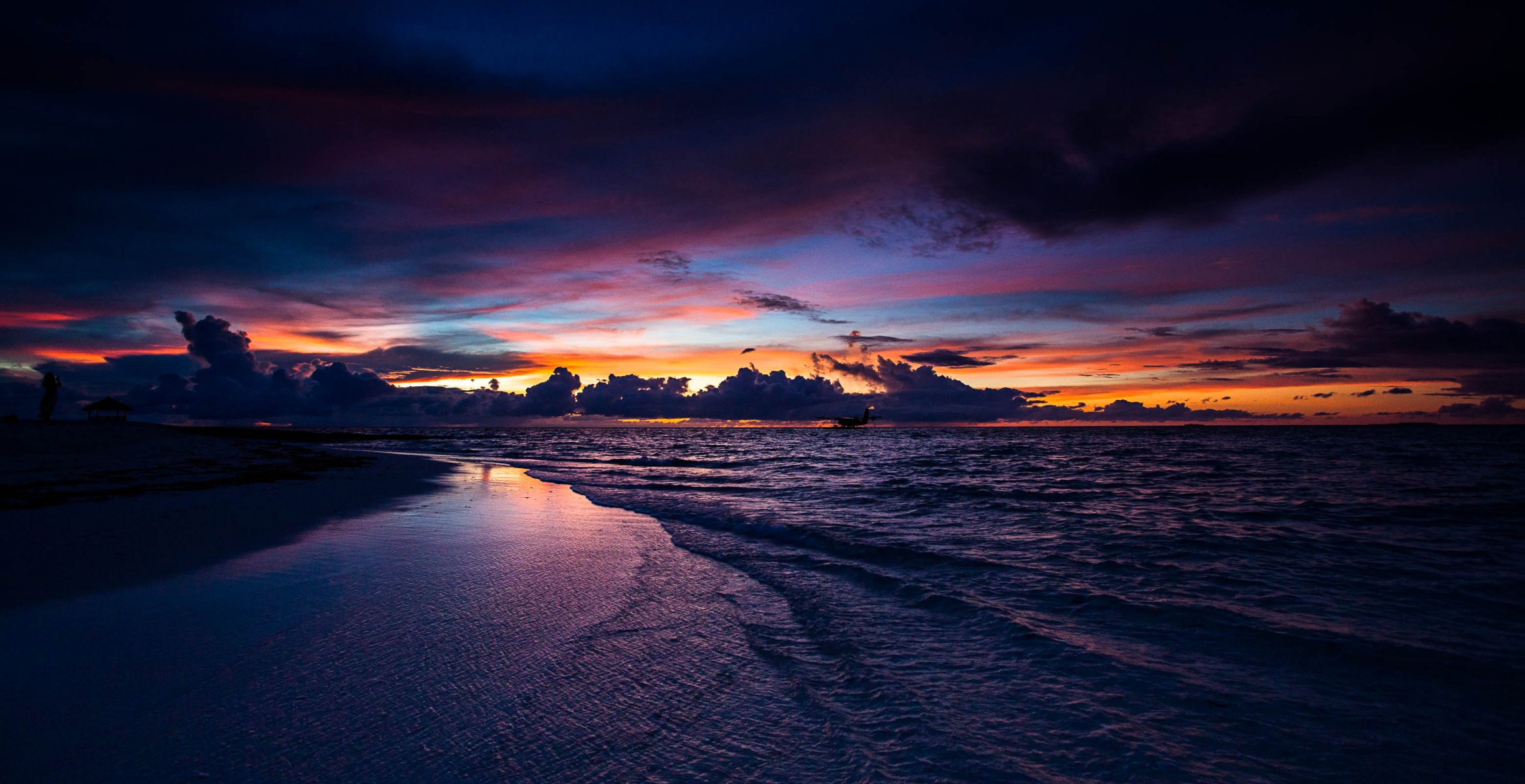 sonnenuntergang meer strand malediven natur