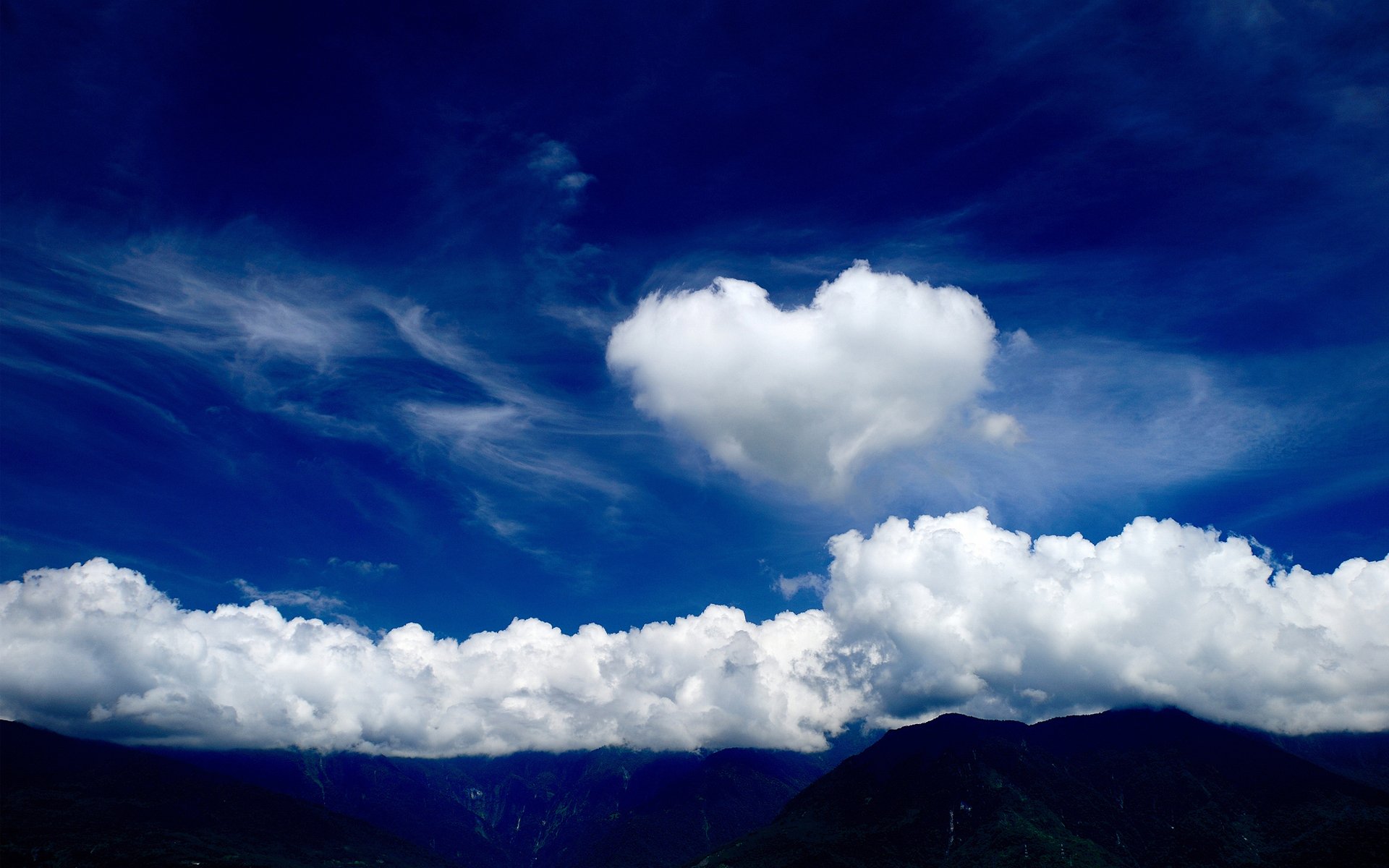 clouds cloud sky heart heart mountains peak