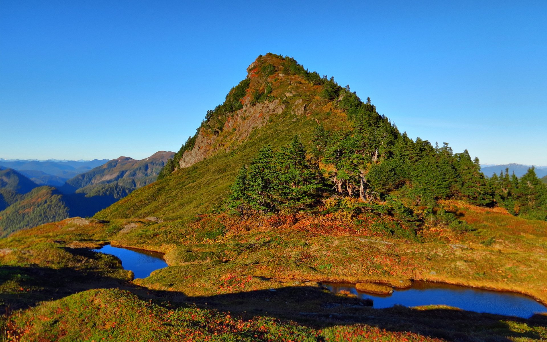 nature mountain hill lake water pools tree