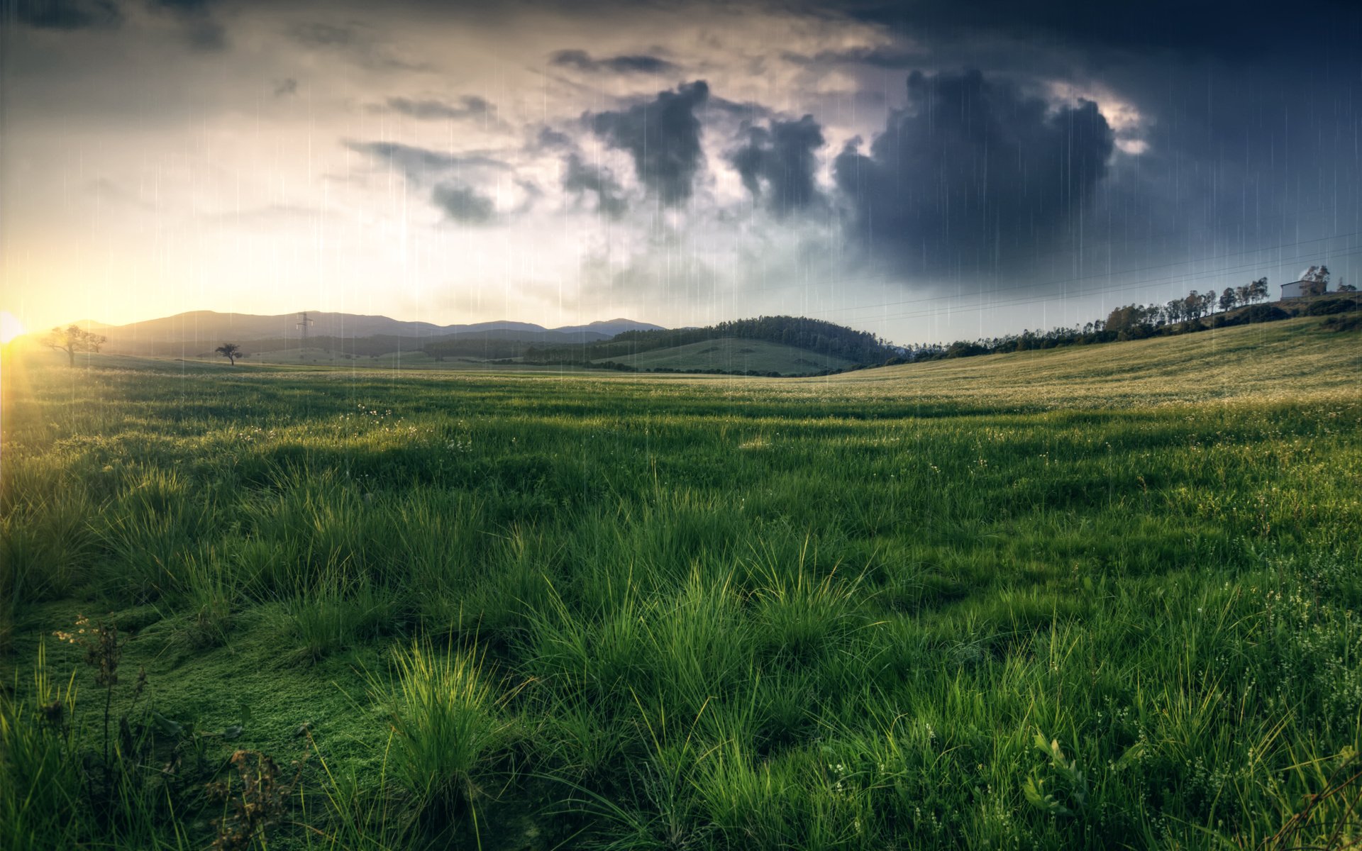 naturaleza campo prado hierba colinas lluvia nubes