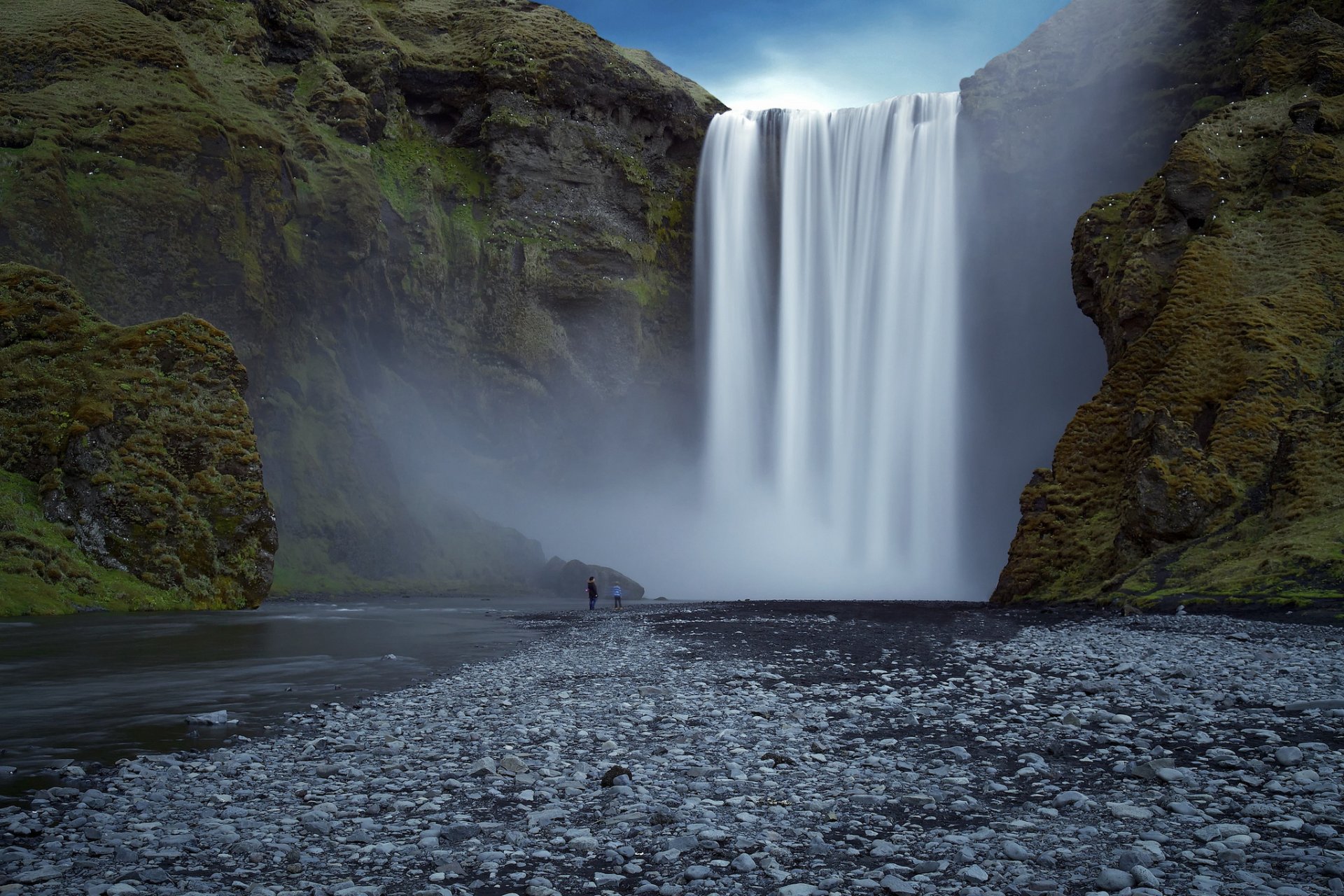 nature waterfall people