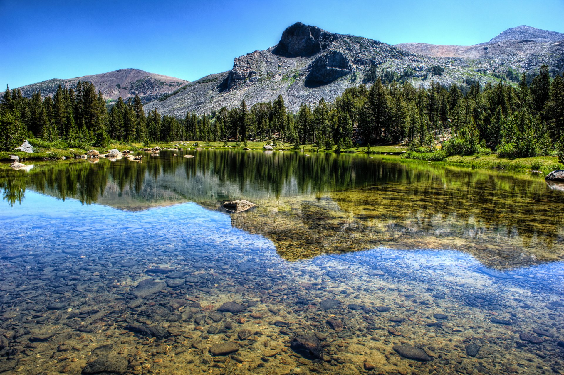 mountain forest river lake landscape nature yosemite national park