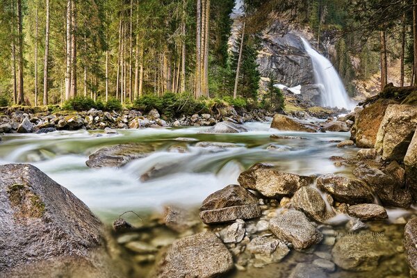 In Australien ist ein wunderschöner Wasserfall inmitten eines wunderbaren Waldes