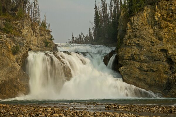 Provincial park with a waterfall in the rocks