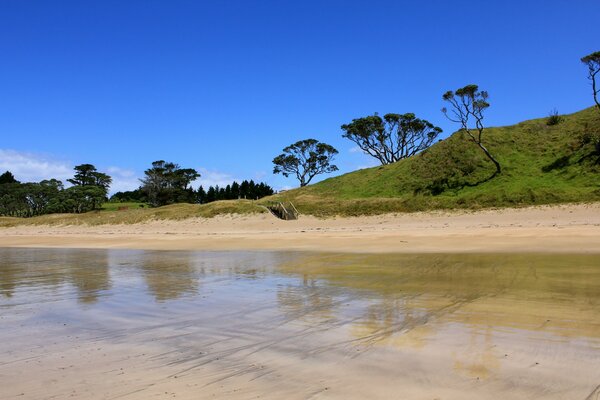 Blue sky on the background of the river