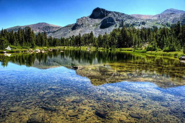 El lago más puro del parque nacional de Yosemite