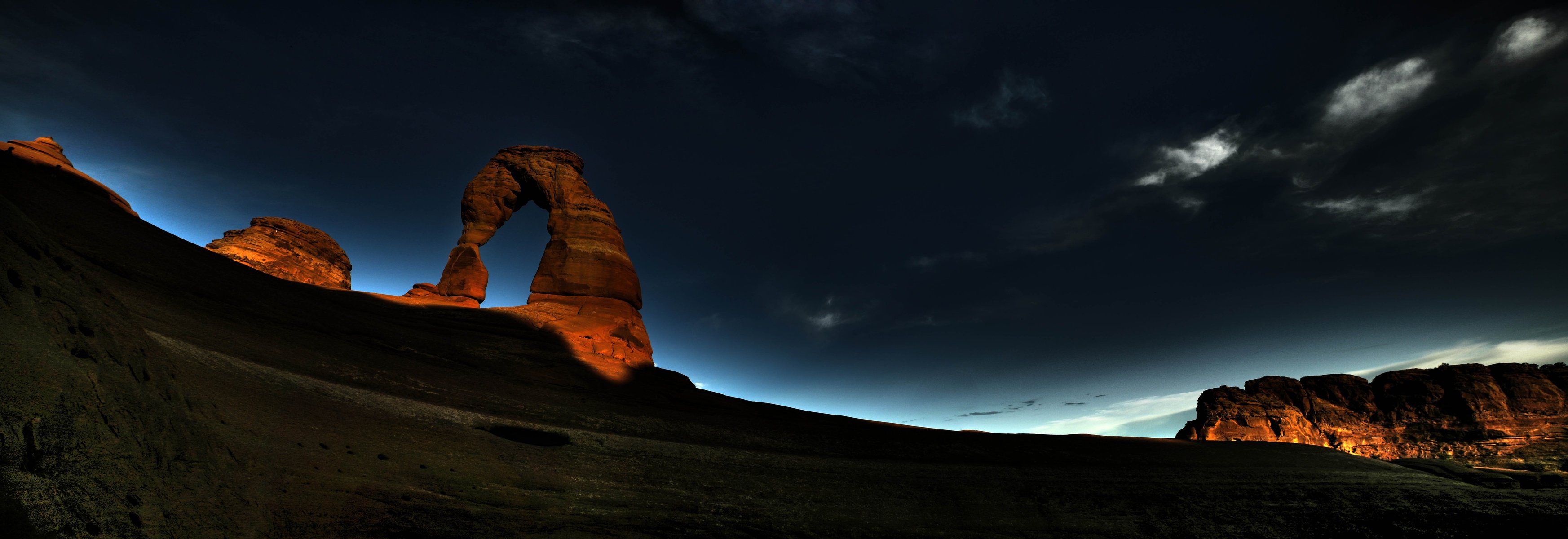 arch rock sunrise night