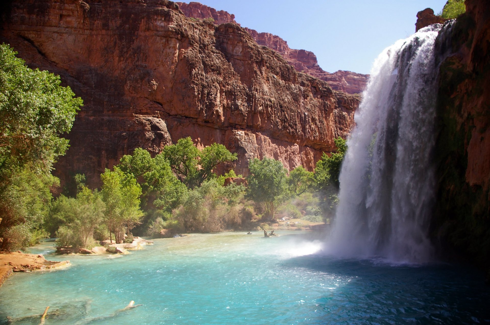 mountain river waterfall nature hava-sui falls havasupai reservation grand canyon national park arizona