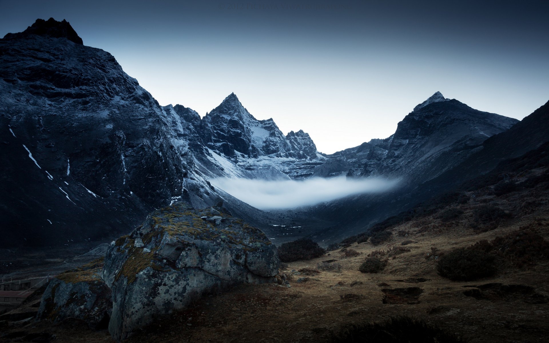 mountain fog sky