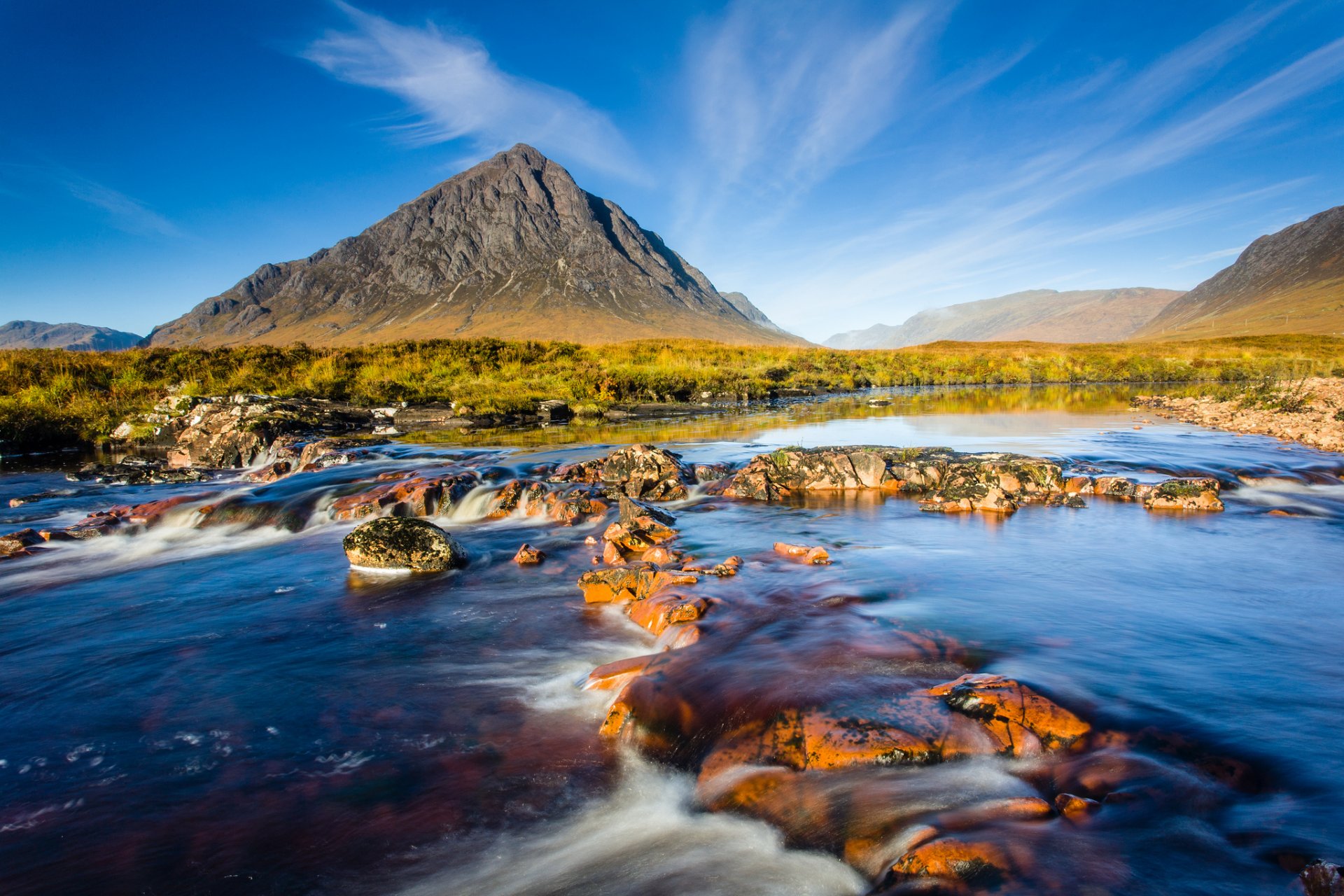 nature mountain scotland sky river stone