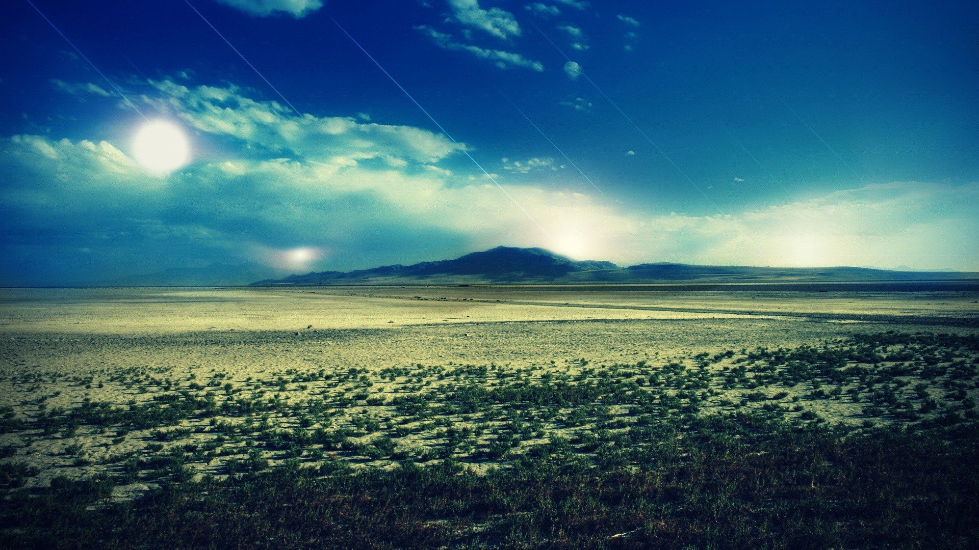 nature paysage arbres herbe montagnes ciel nuages soleil bleu