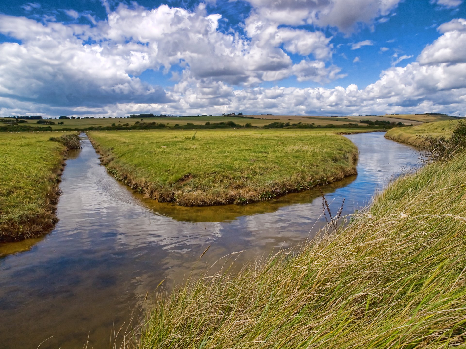 fiume acqua erba nuvole canale