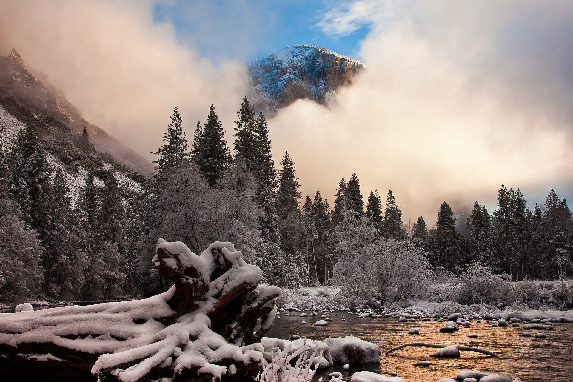 nature californie parc national de yosemite montagnes neige givre