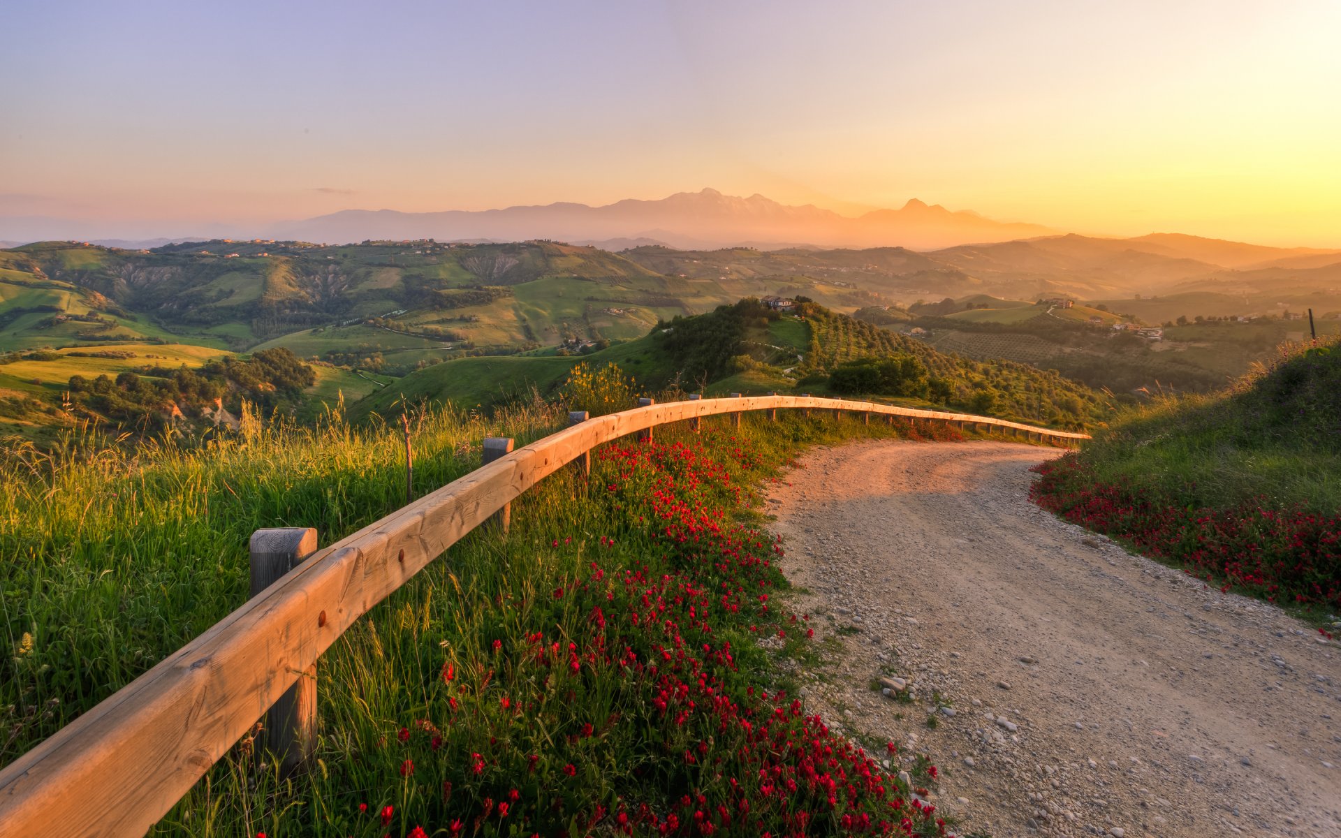 italia tramonto tramonto favoloso strada colline natura