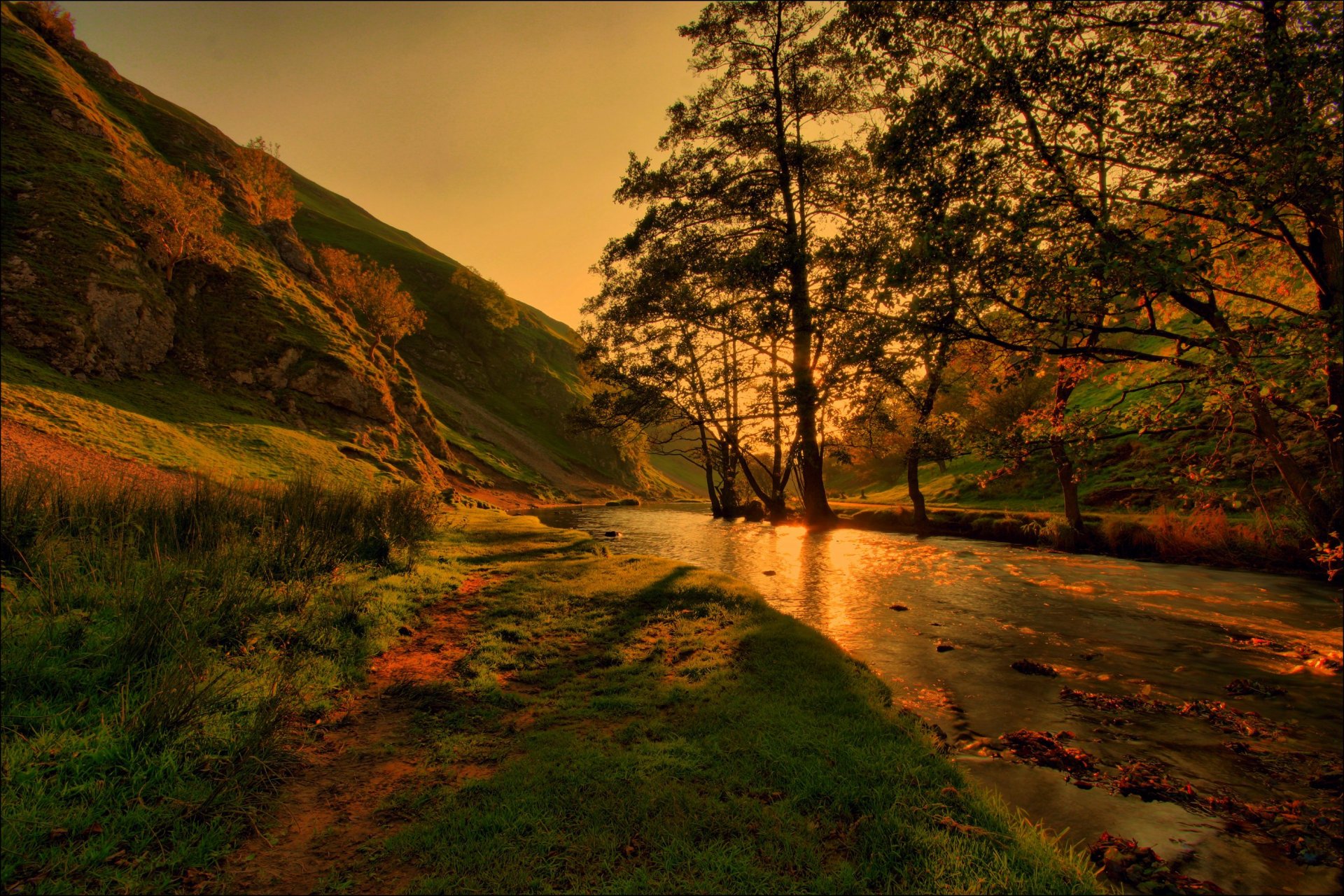 natur fluss strom berg bäume