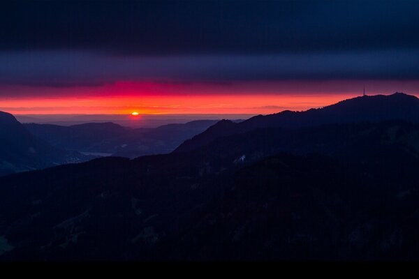 Nature in Germany Bavaria at sunset in the mountains