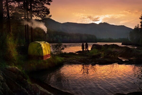 Belle vue, lac, nature