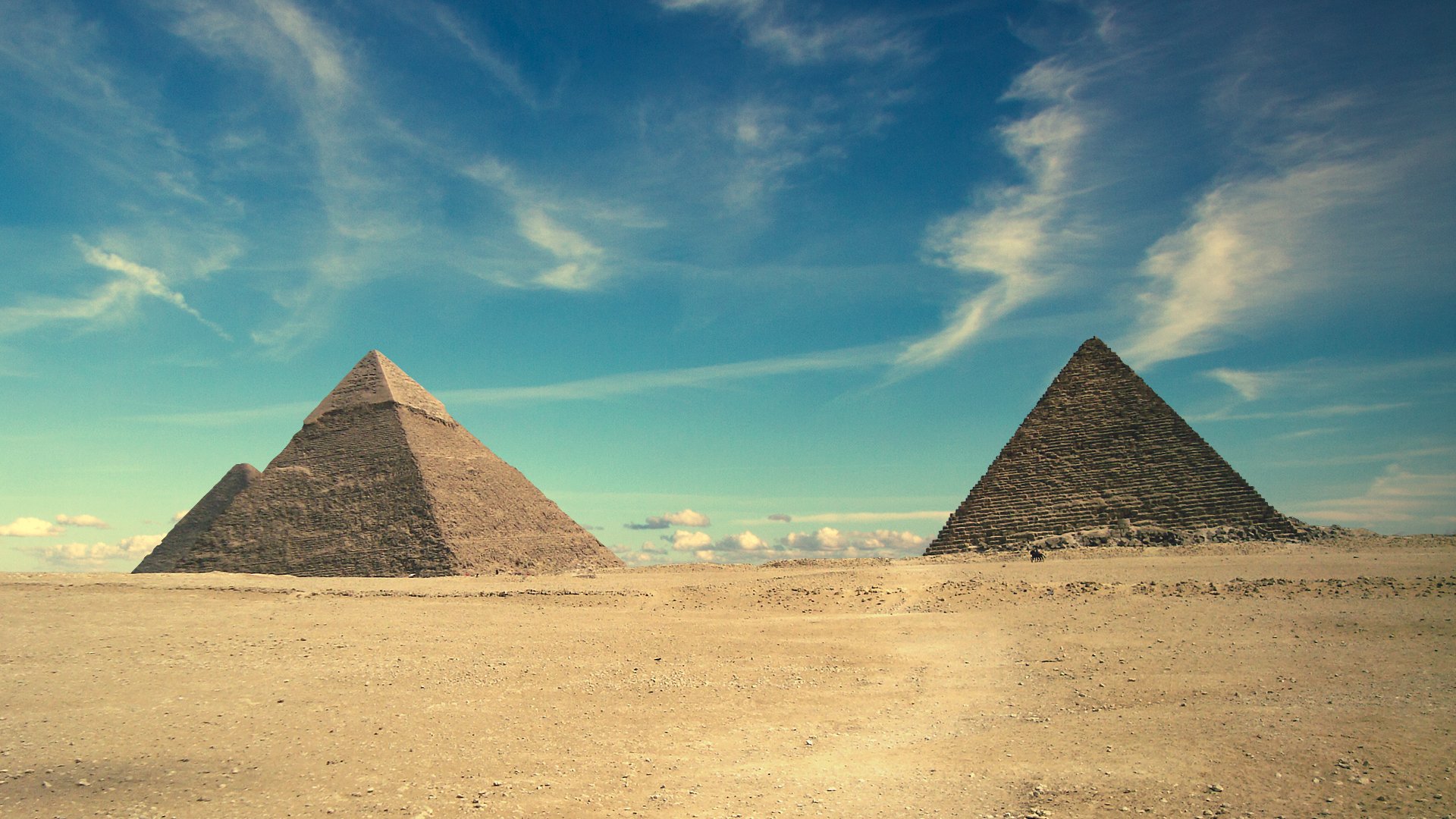 nature landscape pyramids egypt sand sky clouds 1920x1080