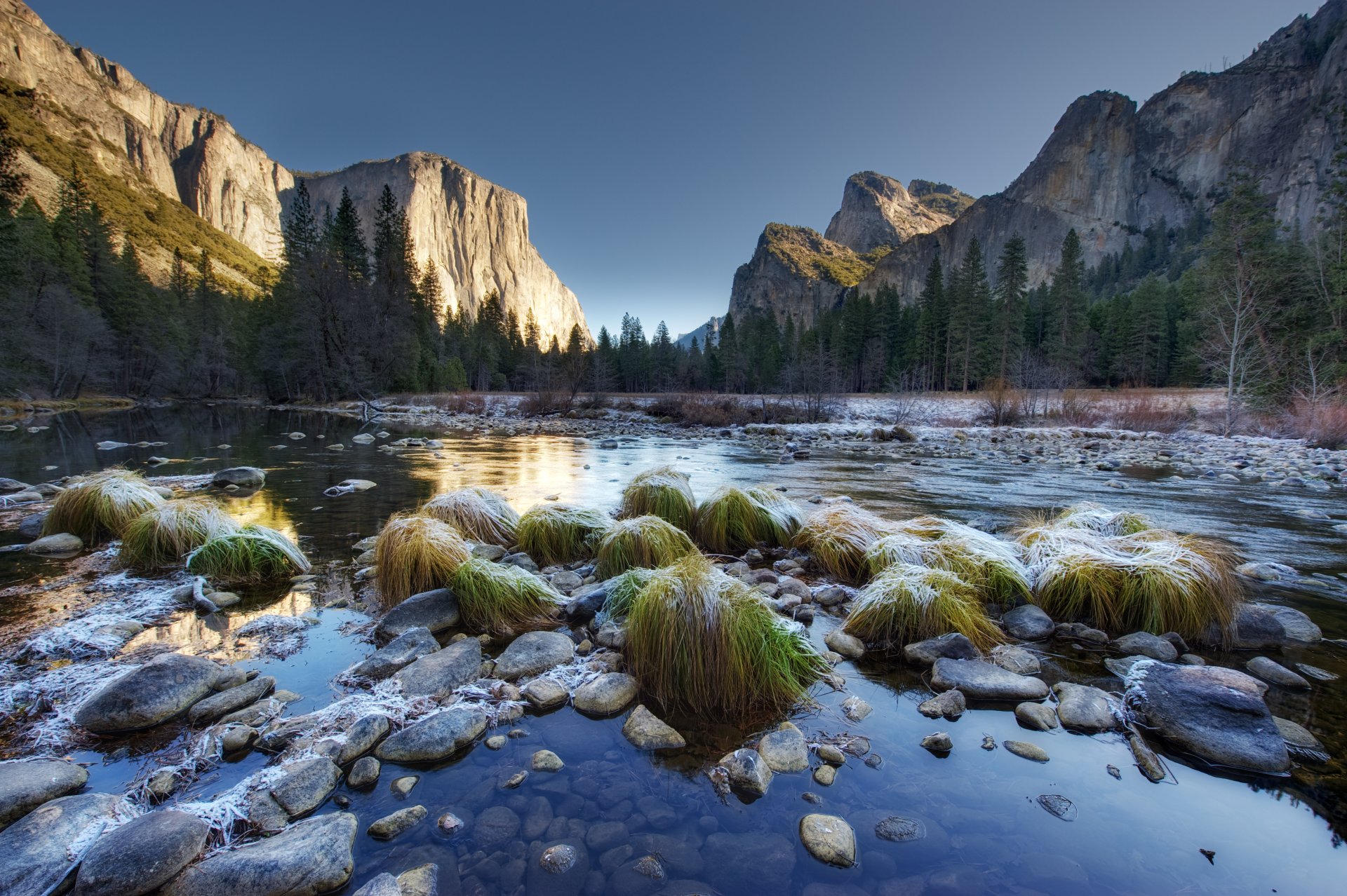 naturaleza montañas río invierno