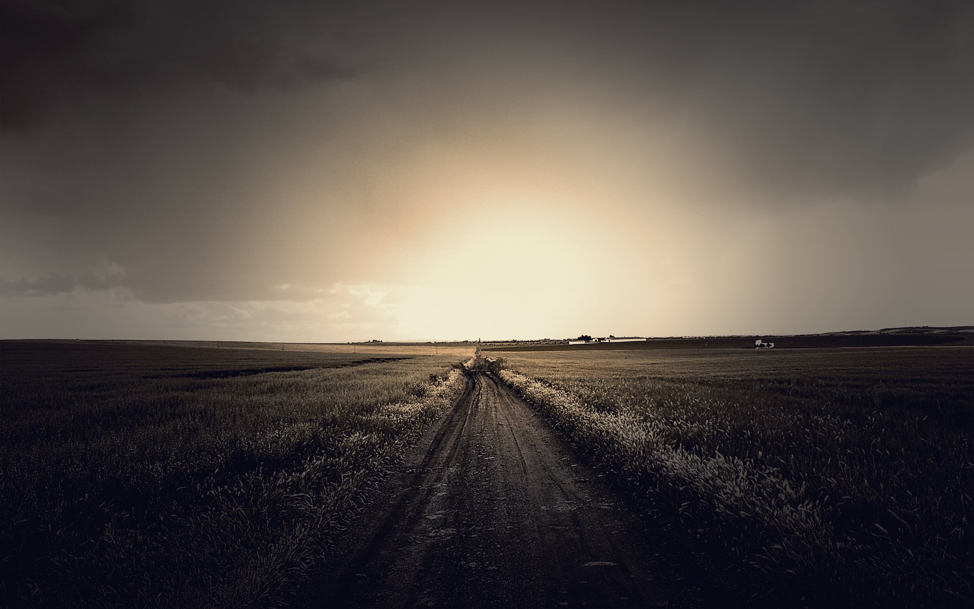 natura paesaggio strada campo erba cielo sole luce nuvole 1920x1200