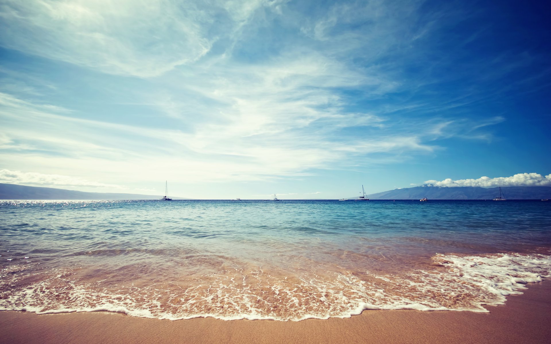 nature landscape sea water shore sand sky clouds yachts 1000000