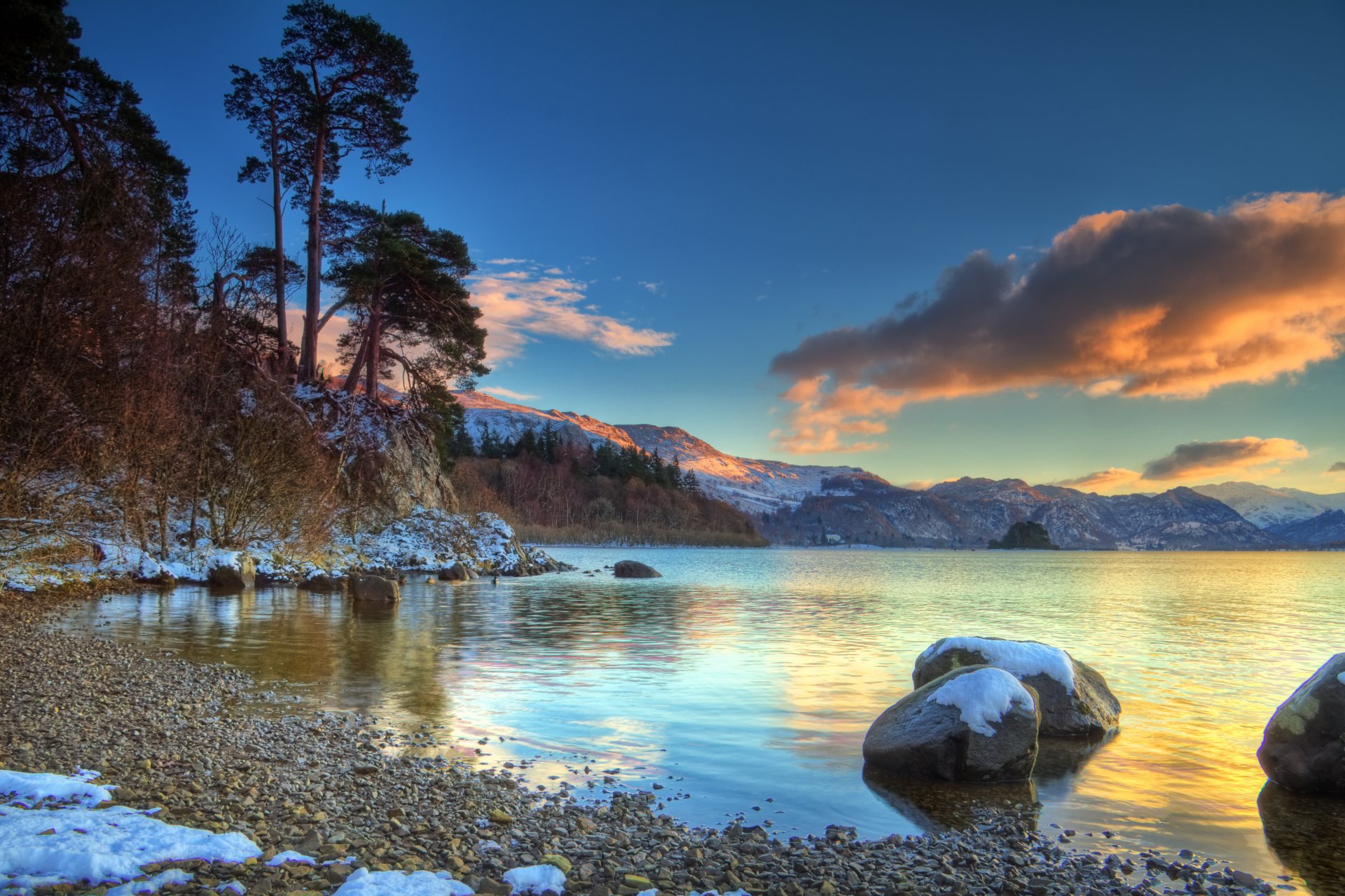 lake sky forest beach