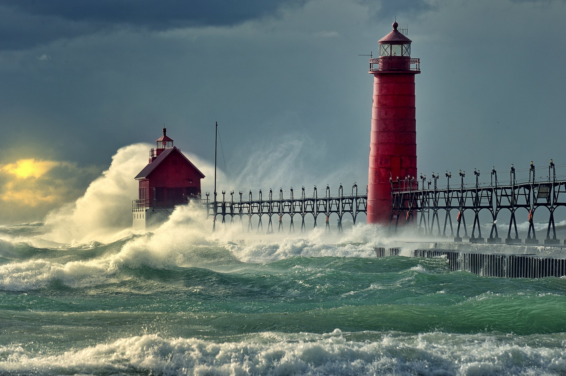 naturaleza mar olas muelle muelle faro