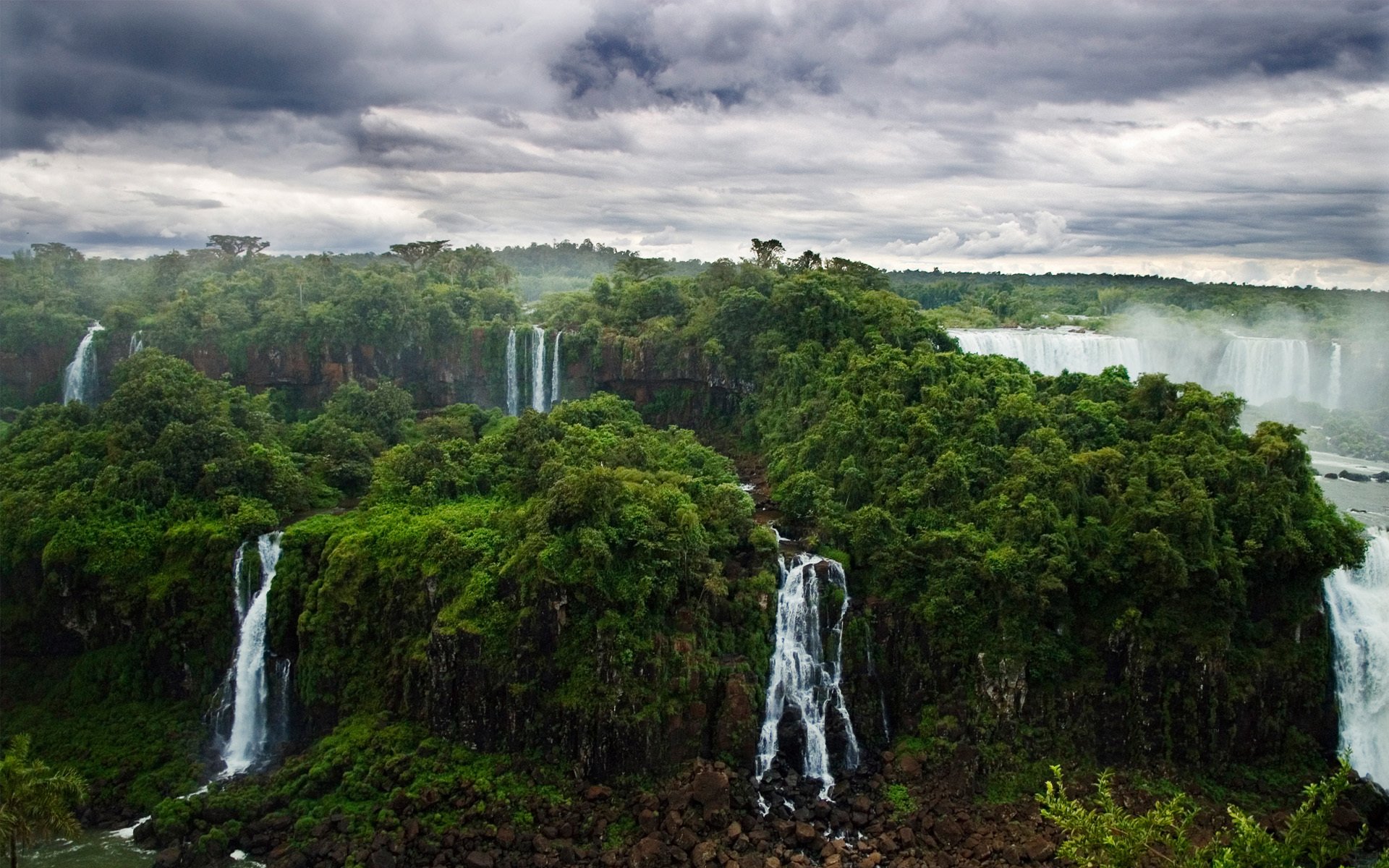 nature jungle forest river waterfalls iguazu