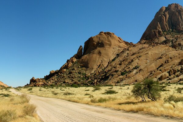 Panorama del deserto africano sullo sfondo