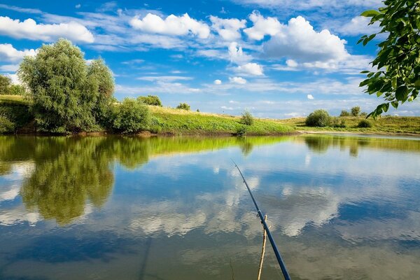 Fishing with a beautiful landscape