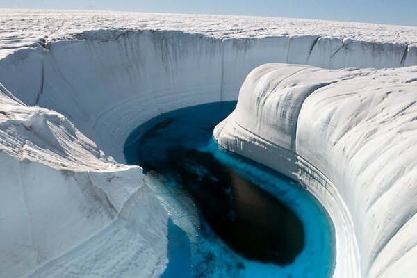 A lake in a picturesque canyon of ice