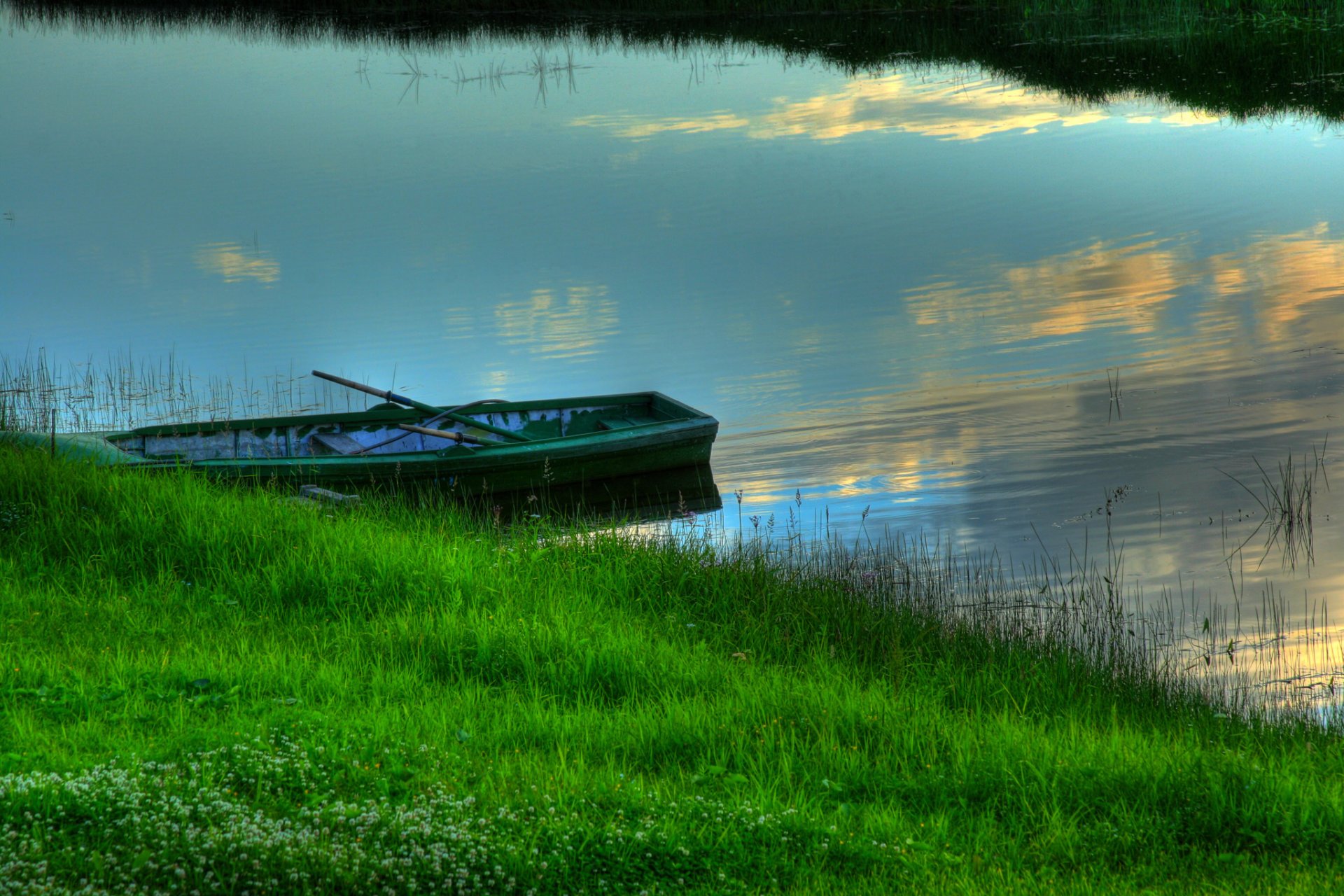 agua barco hierba