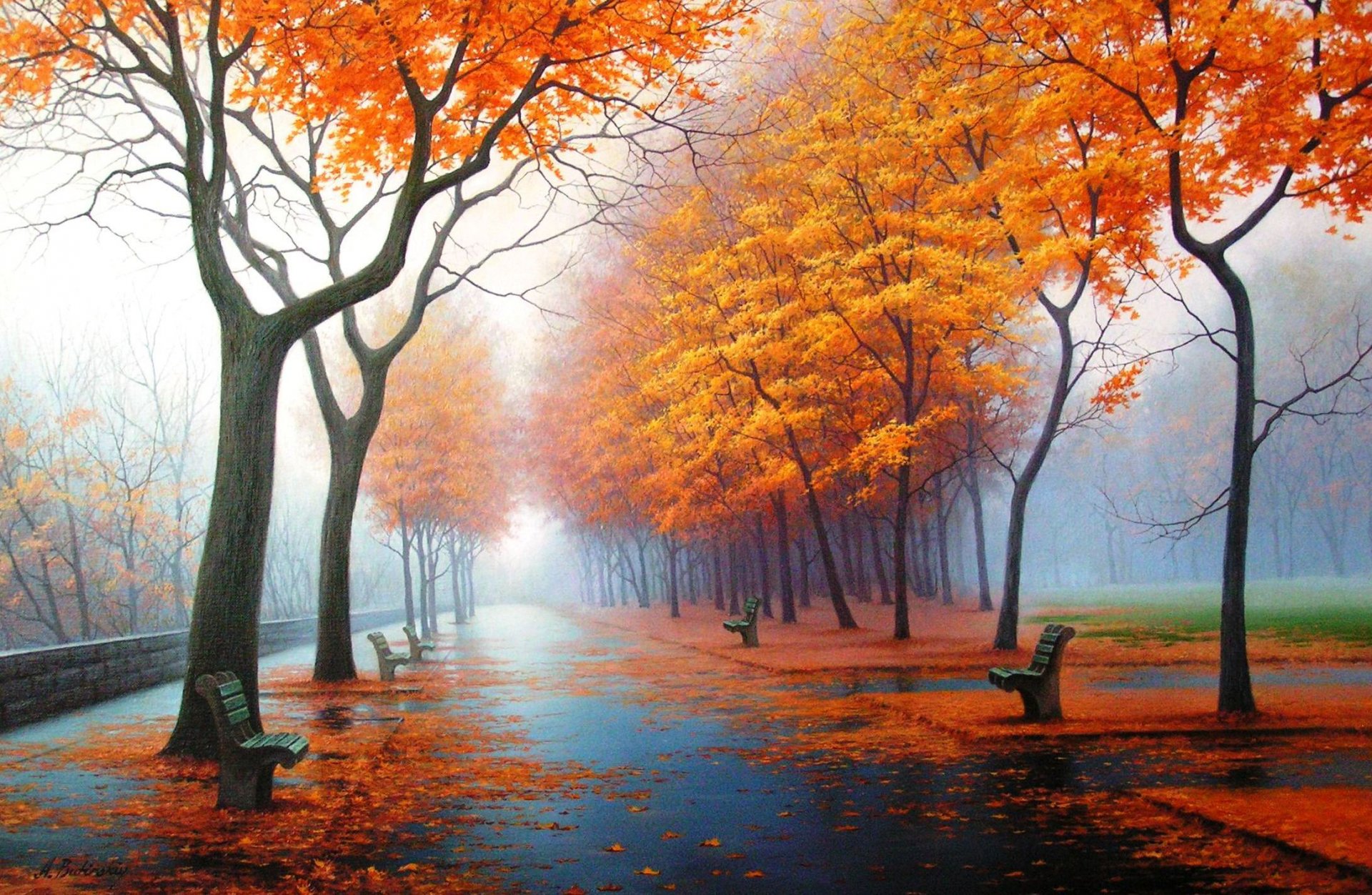 pintura pinturas arte naturaleza dibujo dibujos otoño parque