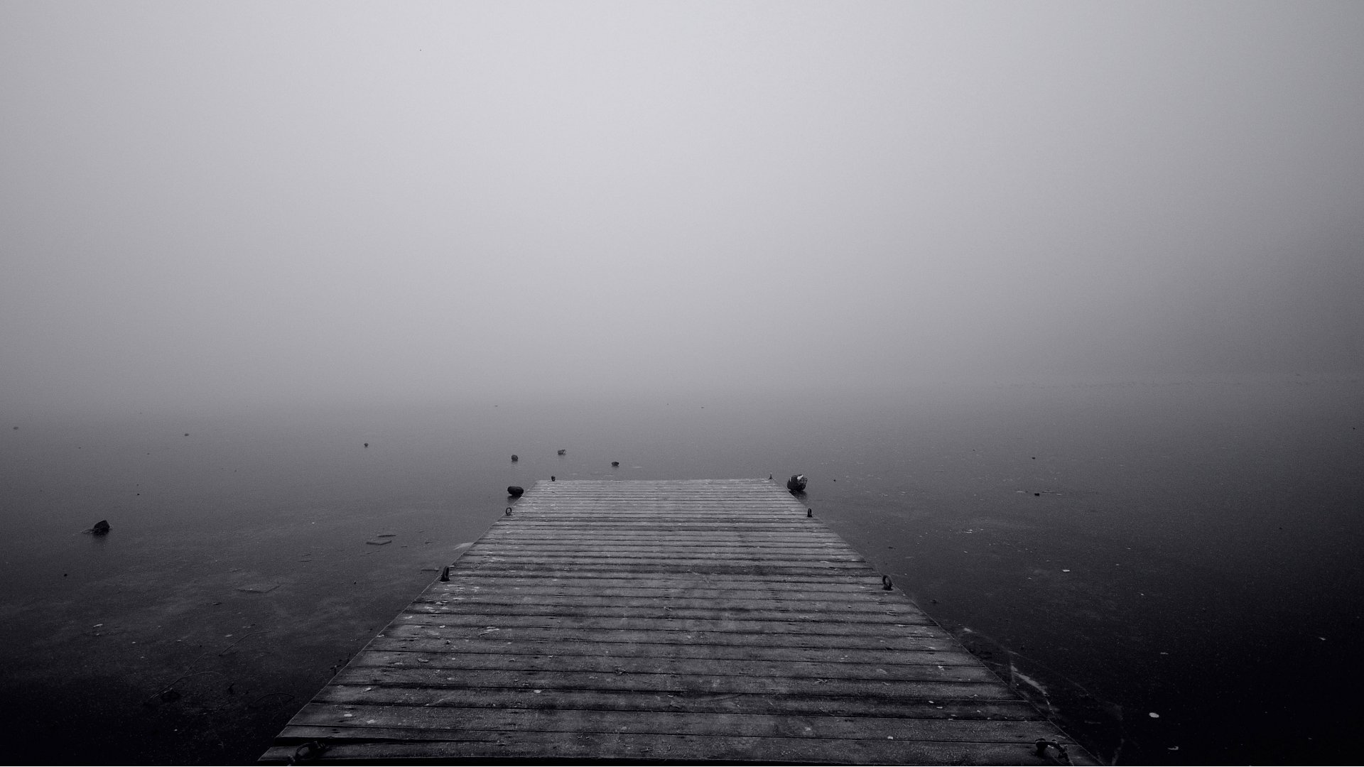 agua muelle niebla lago