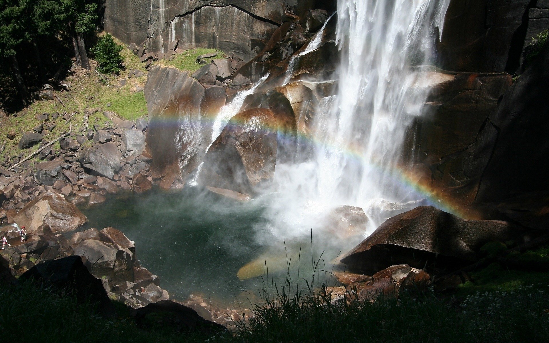 rocas falla cascada arco iris poder captura