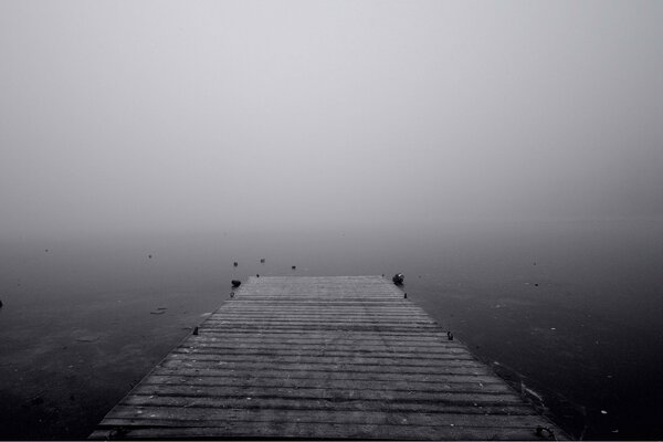 La niebla envuelve el lago por la mañana