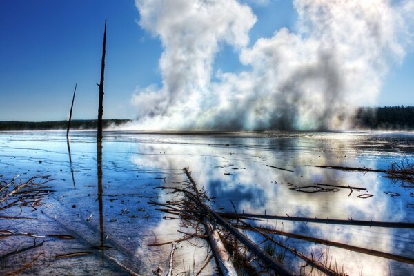 Горячий пар из воды