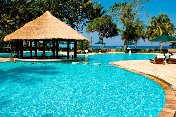 Resort exotique avec bar dans la piscine