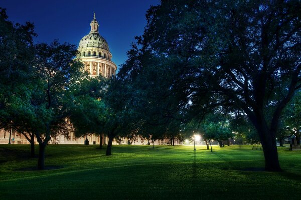 Capitolio vespertino. Arbolado. Austin