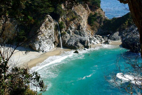 Azure water and rocks around